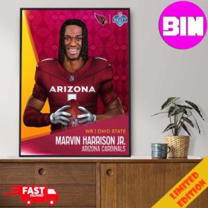 NFL Draft 2024 WR Ohio State Marvin Harrison Jr Arizona Cardinals Home Decor Poster Canvas