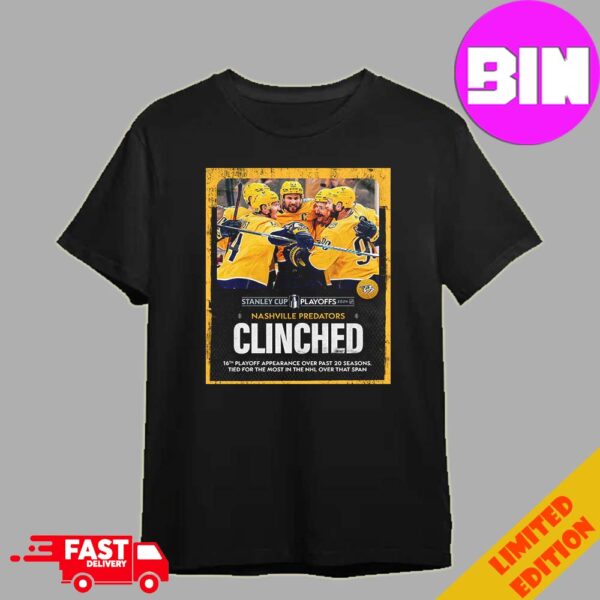 Nasgville Predators NHL Clinched Stanley Cup Playoffs 2024 Unisex T-Shirt