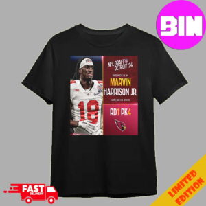 Official NFL Draft Detroit 24 The Pick Is In Marvin Harrison Jr Of Arizona Cardinals WR Ohio State Pick 4 Round 1 Unisex T-Shirt