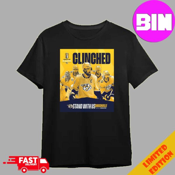 Official Nasgville Predators Clinched Stanley Cup Playoffs 2024 NHL Unisex T-Shirt