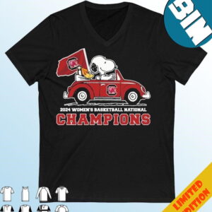 Official Snoopy And Woodstock On Car South Carolina Gamecocks 2024 Women?s Basketball National Champions T-Shirt