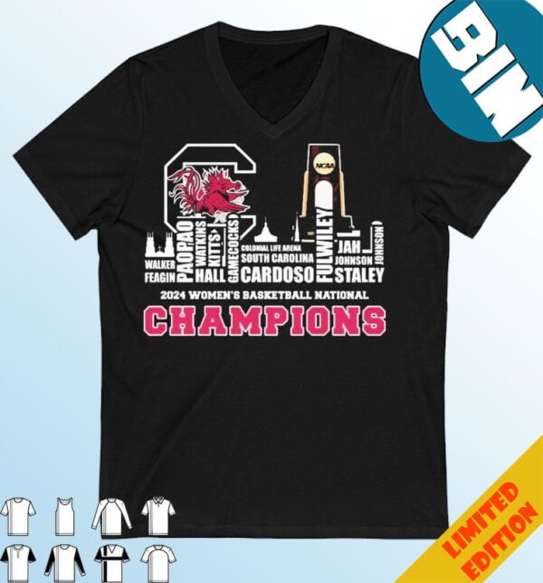 Official South Carolina Gamecocks Skyline Players Name 2024 Women?s Basketball National Champions T-Shirt