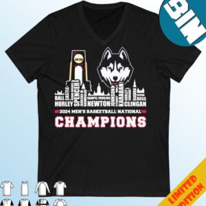 Official Uconn Huskies Skyline Players Names 2024 NCAA Men?s Basketball National Champions T-Shirt