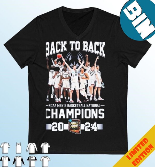 Official Uconn Huskies Team Back To Back 2024 NCAA Men?s Basketball National Champions T-Shirt