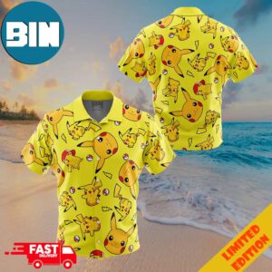 Pikachu Pattern Pokemon Button Up Hawaiian Shirt