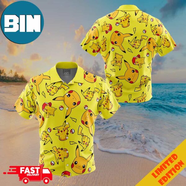 Pikachu Pattern Pokemon Button Up Hawaiian Shirt