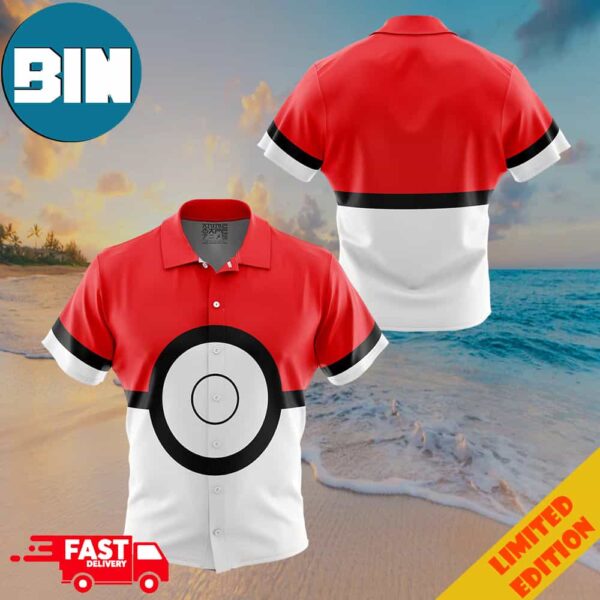 Pokeball Pokemon Button Up Hawaiian Shirt