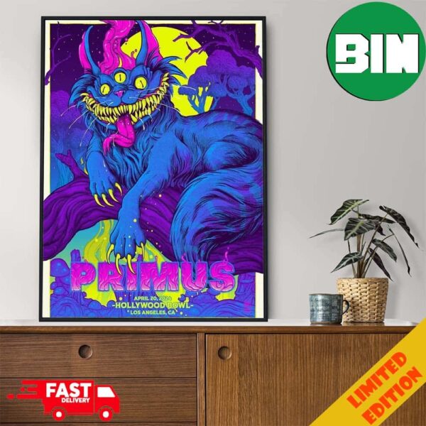 Primus April 20 2024 Hollywood Bowl Los Angeles CA Tonight’s Show Limited Edition Poster Canvas