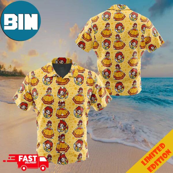 Princess Daisy Super Mario Bros Button Up Hawaiian Shirt