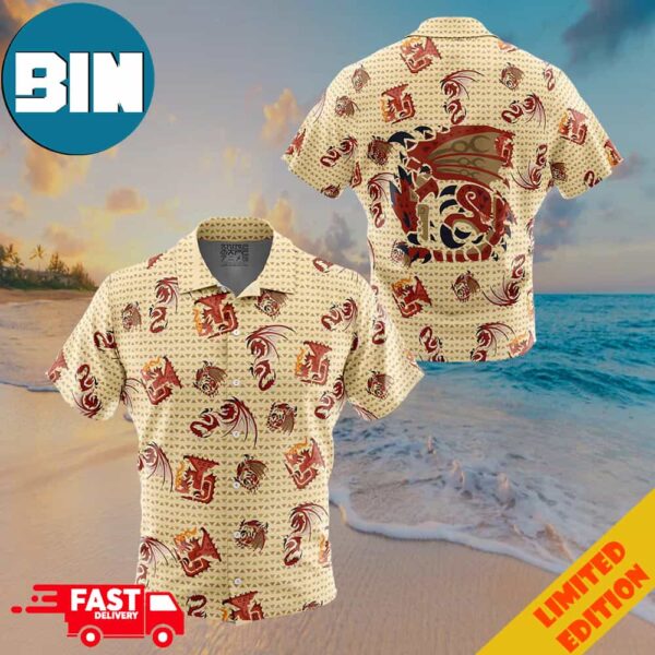 Rathlos Monster Hunter Pattern Button Up Hawaiian Shirt