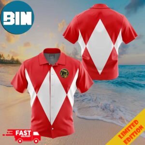 Red Ranger Mighty Morphin Power Rangers Button Up Hawaiian Shirt
