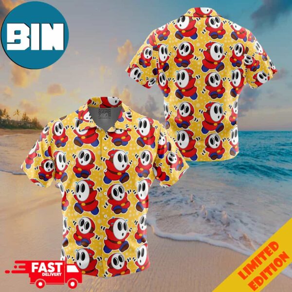 Shy Guy Super Mario Bros Button Up Hawaiian Shirt