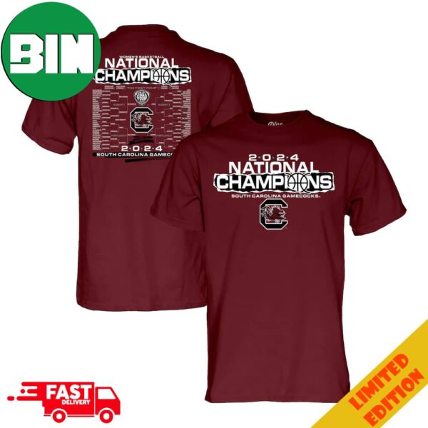 South Carolina Gamecocks 2024 NCAA Women’s Basketball National Champions Bracket T-Shirt