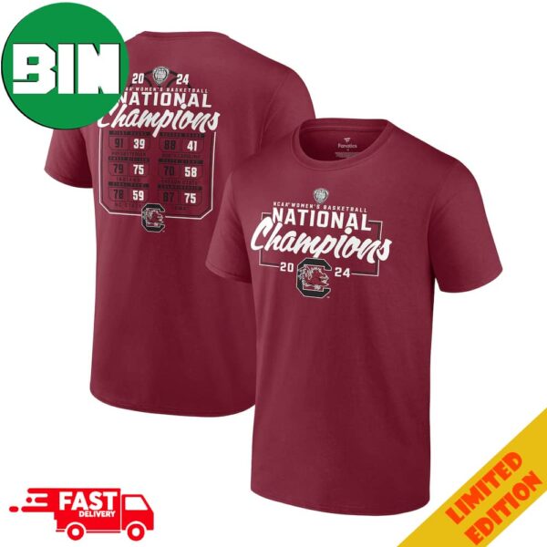 South Carolina Gamecocks 2024 NCAA Women’s Basketball National Champions Schedule T-Shirt