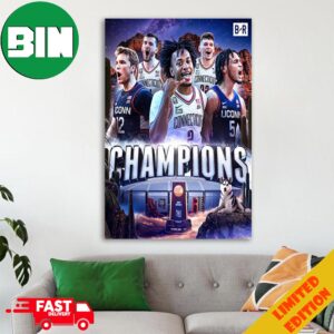 UConn Huskies Goes Back-To-Back As Champions And Take Down Purdue NCAA National Champions 2024 Home Decor Poster Canvas