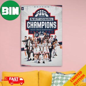 UConn Huskies National Champions NCAA Men’s Basketball 2024 Back To Back Home Decorations Poster Canvas
