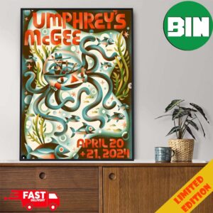Umphrey’s McGee April 20 21 2024 Greenfield Lake Amphitheater Wilmington NC Poster Canvas