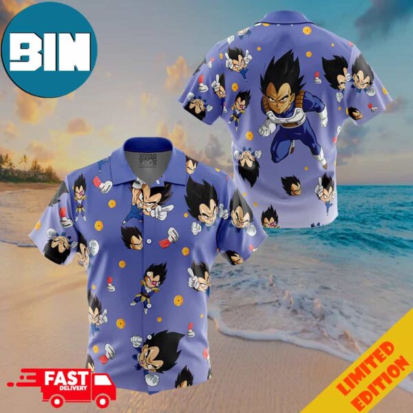 Vegeta Pattern Dragon Ball Button Up Hawaiian Shirt