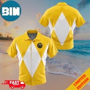 Yellow Ranger Mighty Morphin Power Rangers Button Up Hawaiian Shirt