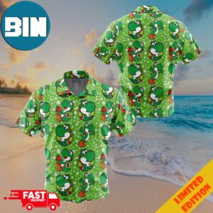 Yoshi Super Mario Bros Button Up Hawaiian Shirt