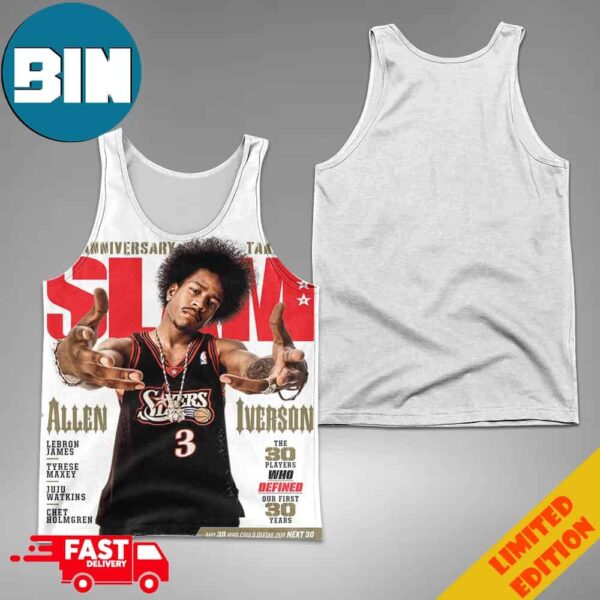 30th Anniversary Takeover Slam Magazine Allen Iverson The 30 Players Who Defined Our First 30 Years All-Over Print Tank Top T-Shirt Basketball