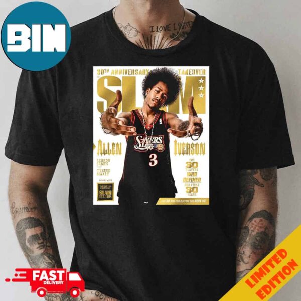 30th Anniversary Takeover The Golden Metal Editions Slam Est 1994 Allen Iverson The 30 Players Who Defined Our First 30 Years T-Shirt