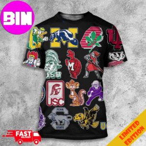 All Logo B1G Team NCAA 2024 Big Ten Conference All Over Print Unisex T-Shirt