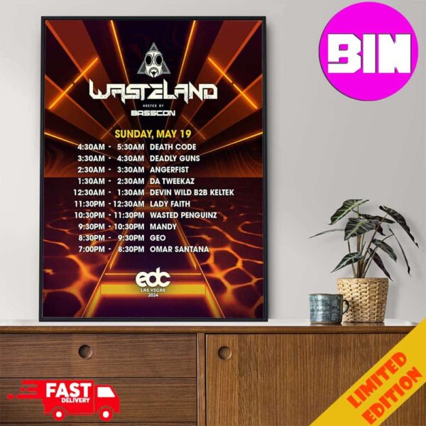 Basscon Waste Land EDCLV 2024 Schedule List Date Home Decor Poster Canvas