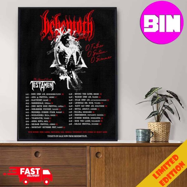 Behemoth Europe Tour 2024 With Testament Schedule List Date Home Decor Poster Canvas