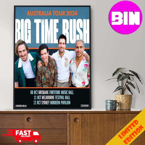 Big Time Rush Australia Tour 2024 Schedule List Date Home Decor Poster Canvas