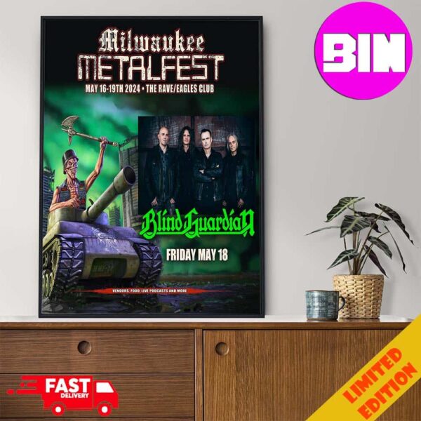 Blind Guardian Show 2024 Milwaukee Matalfest On May 16-19th 2024 At The Rave Eagles Club Home Decor Poster Canvas