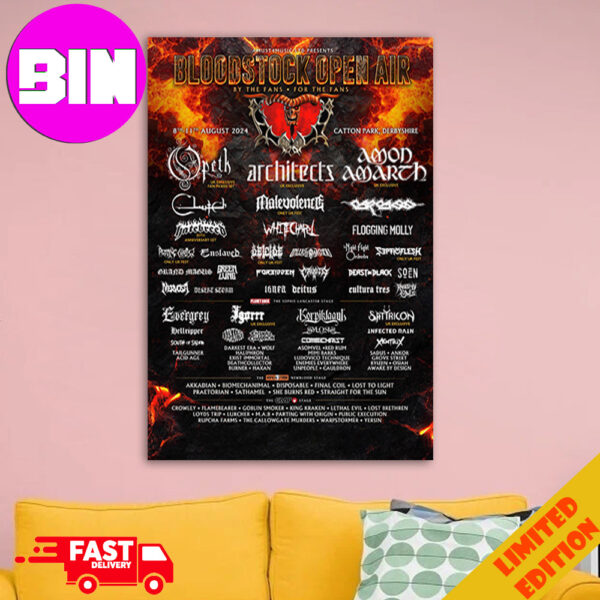 Bloodstock Open Air By The Fans For The Fans Festival 2024 Full Lineup Home Decorations Poster Canvas