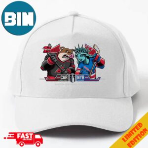Carolina Hurricanes vs New York Rangers Eastern Conference Semifinals Stanley Cup Playoffs 2024 NHL Mascot White Classic Hat-Cap Snapback