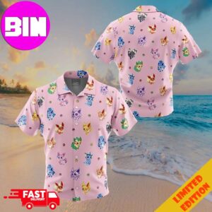 Chibi Eevelutions Pattern Pokemon Button Up ANIMEAPE Hawaiian Shirt