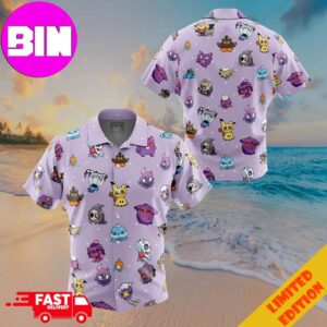 Chibi Ghost Pokemon Pattern Button Up ANIMEAPE Hawaiian Shirt