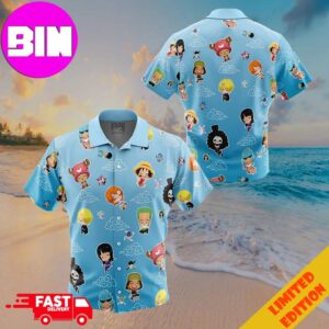 Chibi Strawhat Crew Pattern One Piece Button Up ANIMEAPE Hawaiian Shirt