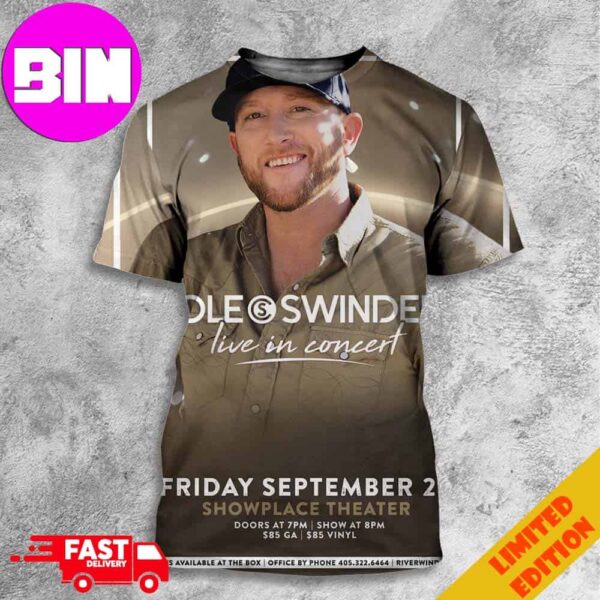 Cole Swindell Live In Concert 2024 At Riverwind Casino On September 20th All Over Print Unisex T-Shirt