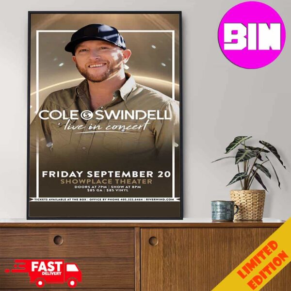 Cole Swindell Live In Concert 2024 At Riverwind Casino On September 20th Home Decor Poster Canvas