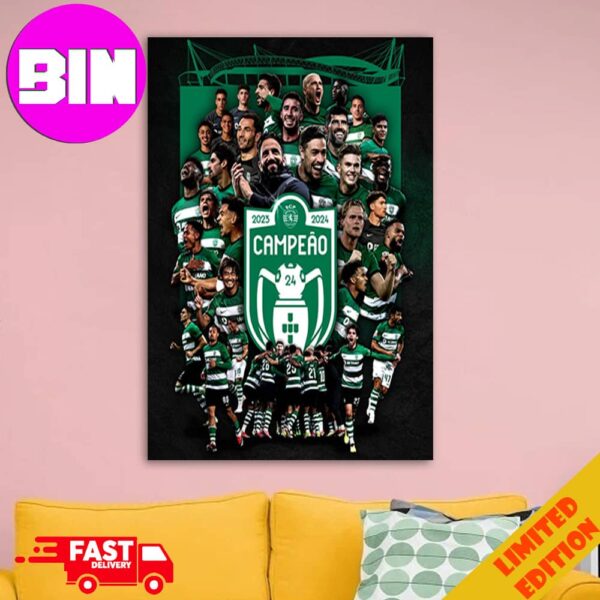 Congrats To Ruben Amorim’s Sporting CP On Winning Portuguese League This Season 2023-2024 Campeao Home Decorations Poster Canvas