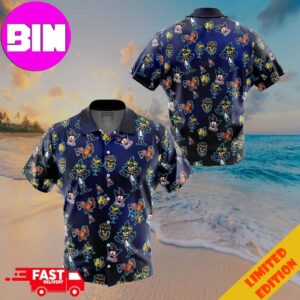 Crash and Dr Neo Pattern Crash Bandicoot Button Up ANIMEAPE Hawaiian Shirt