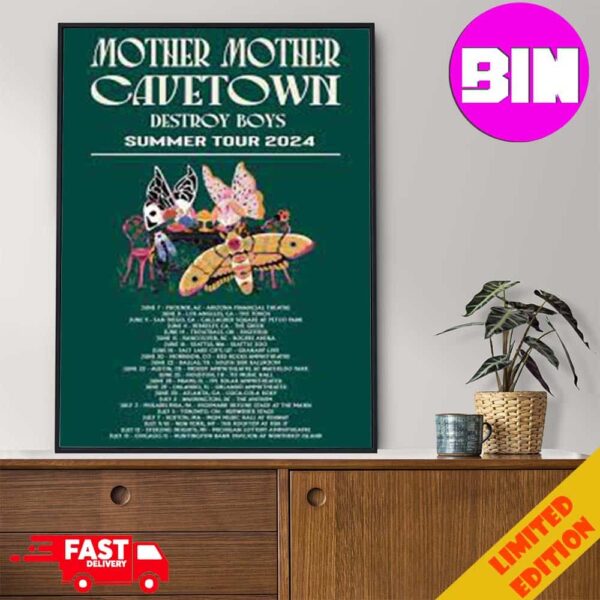 DB X Cavetown X Mother Mother 2024 Summer Tour Home Decor Poster Canvas