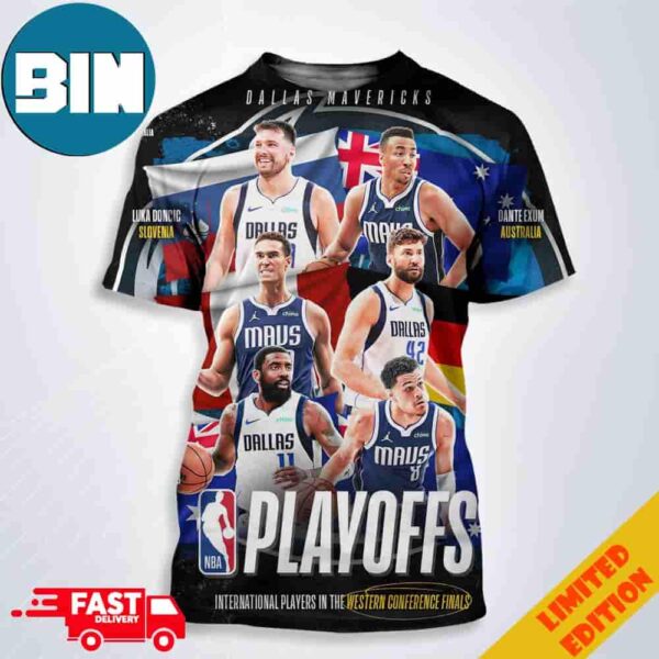 Dallas Mavericks Team NBA Playoffs International Players In The Western Conference Finals 3D T-Shirt