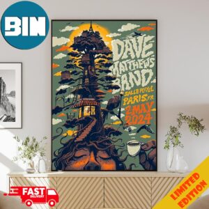 Dave Matthews Band Show On May 2 2024  In Paris At Salle Pleyel Poster Canvas