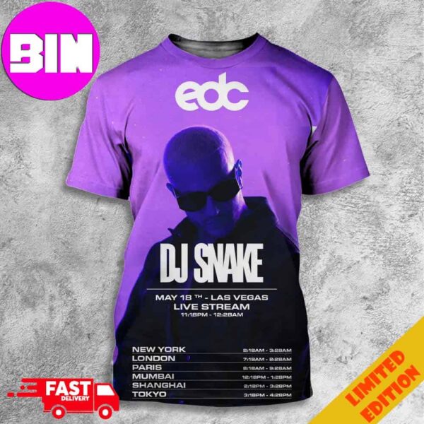 Dj Snake Show 2024 At EDC Las Vegas On May 18th Schedule List Date 3D Unisex T-Shirt