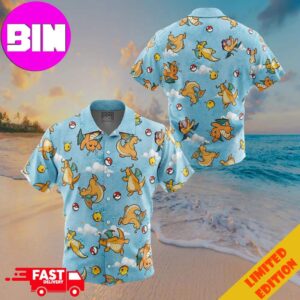 Dragonite Pattern Pokemon Button Up ANIMEAPE Hawaiian Shirt