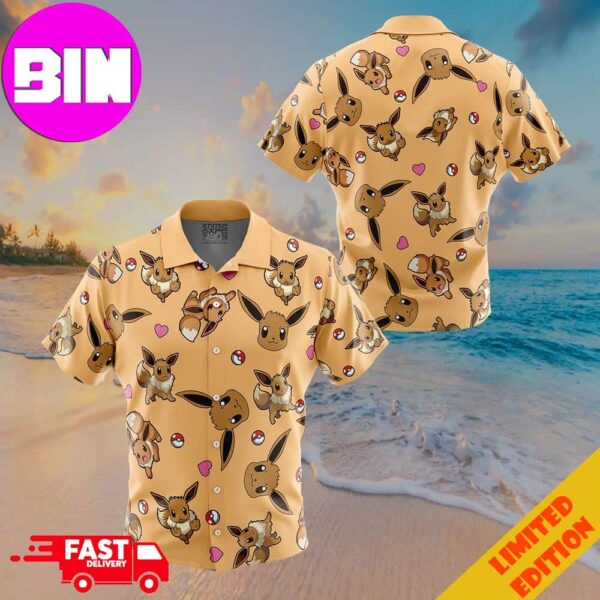 Eevee Pattern Pokemon Button Up ANIMEAPE Hawaiian Shirt