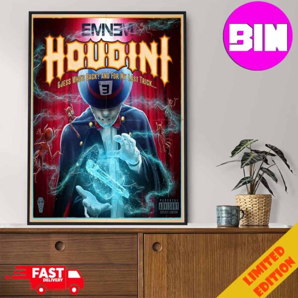 Eminem Houdini New Single 2024 Coming On Friday May 31st Home Decor Poster Canvas
