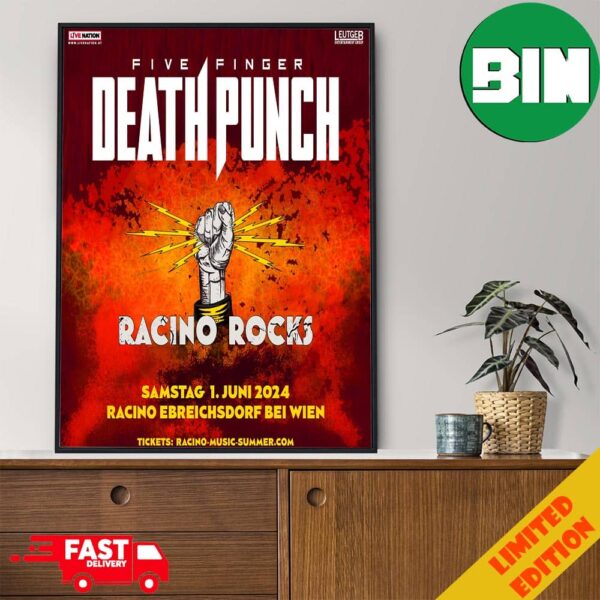 Five Finger Death Punch Austria We’re Coming To Racino Rocks June 1 2024 With Metallica Poster Canvas