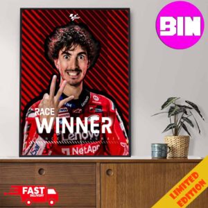 Francesco Bagnaia Winner Race MotoGP In Montmelo Barcelona 2024 Home Decor Poster Canvas