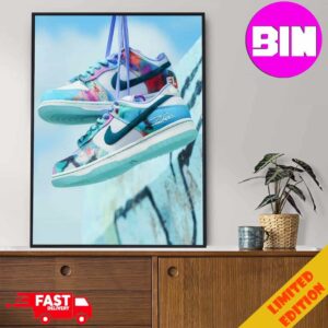 Futura Laboratories x Nike SB Dunk Low Bleached Aqua Release On May 22nd 2024 Home Decor Poster Canvas